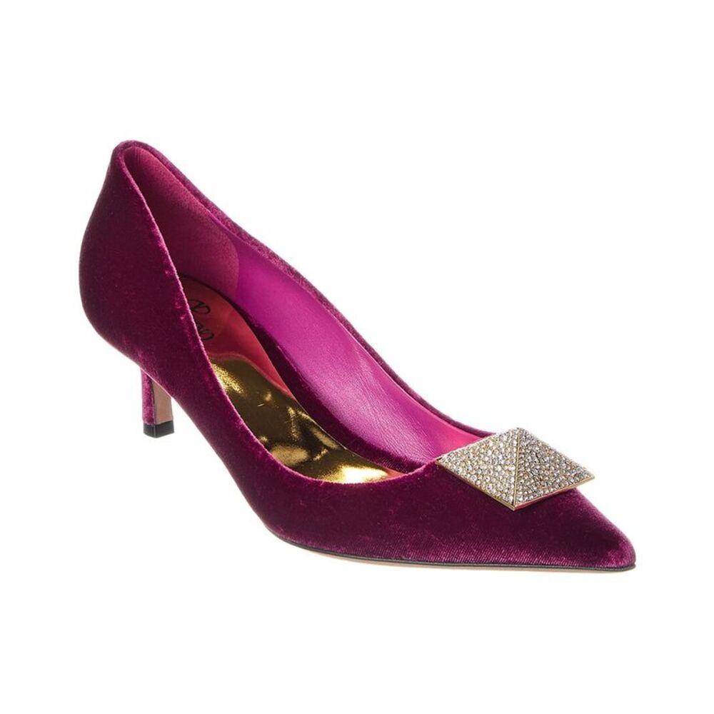 Valentino Roman Stud Velvet Pump, Pink